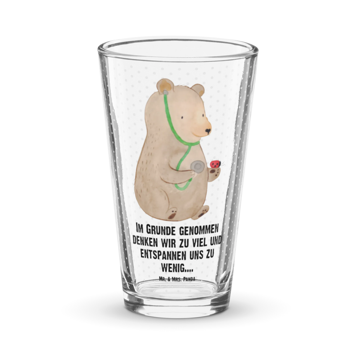 Premium drinking glass bear Physician pint glass, highball glass, stemware, barware, dishwasher safe glass, drinking glass, luxury drinking glass, water glass, beer glass, glass, cocktail glass, tumbler, premium glassware, lead-free crystal glass, bear, teddy, teddy bear, cuddly toy, Professor, Bear, Doctor