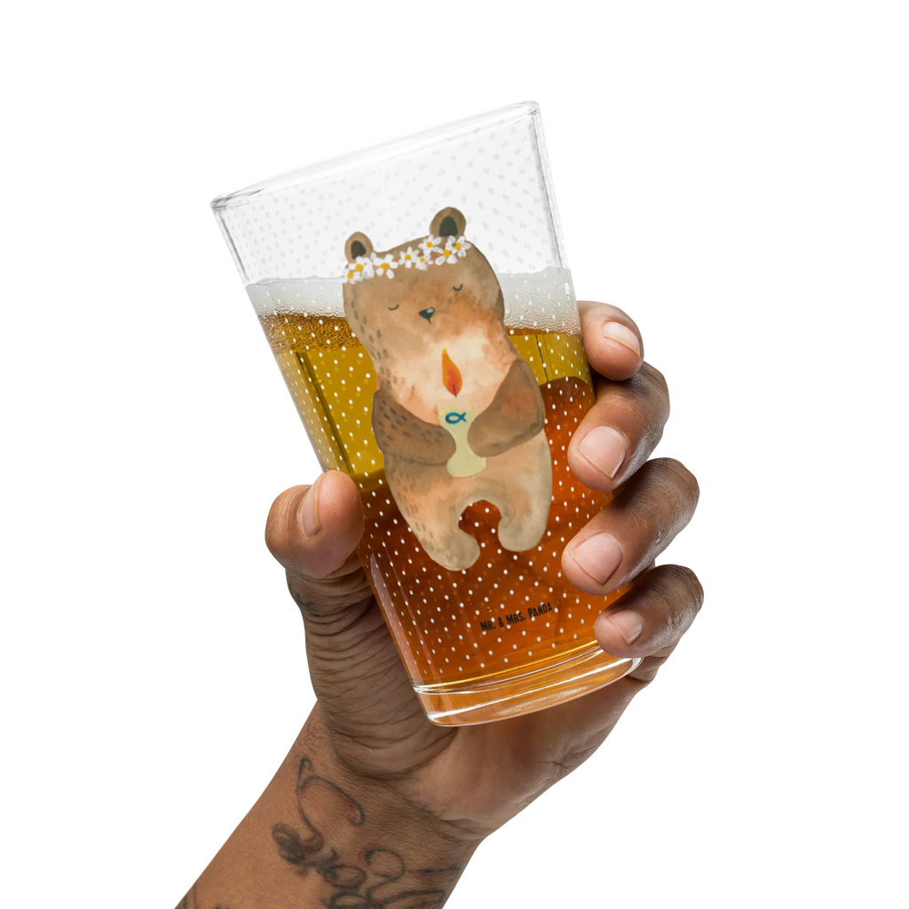 Premium drinking glass bear communion beer glass, stemware, dishwasher safe glass, lead-free crystal glass, luxury drinking glass, highball glass, water glass, drinking glass, pint glass, premium glassware, tumbler, glass, cocktail glass, barware, bear, teddy, teddy bear, cuddly toy, God's blessing, baptismal candle, communion, catholic