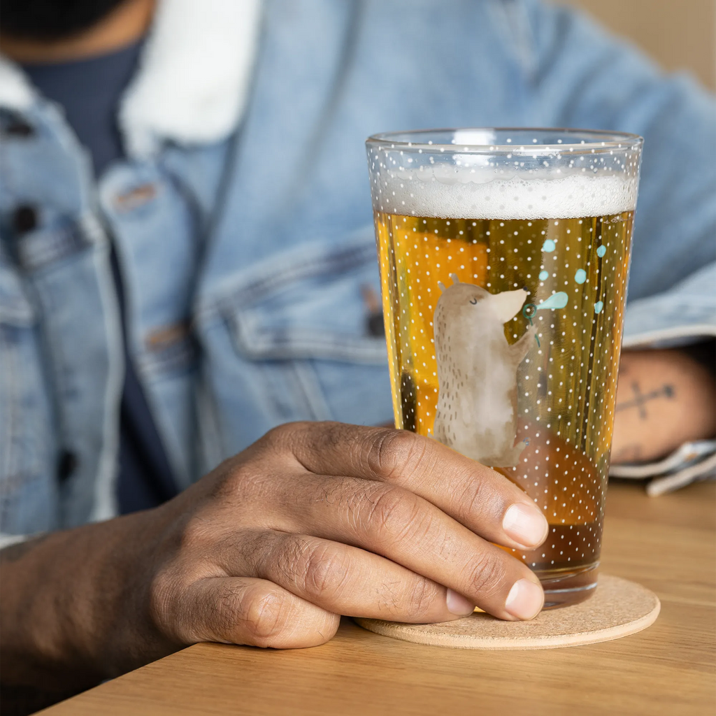 Premium drinking glass bear soap bubbles beer glass, drinking glass, pint glass, tumbler, premium glassware, lead-free crystal glass, water glass, highball glass, glass, stemware, luxury drinking glass, barware, dishwasher safe glass, cocktail glass, bear, teddy, teddy bear, cuddly toy, Soap Bubbles Bear Funny Being Happy Sad Happy