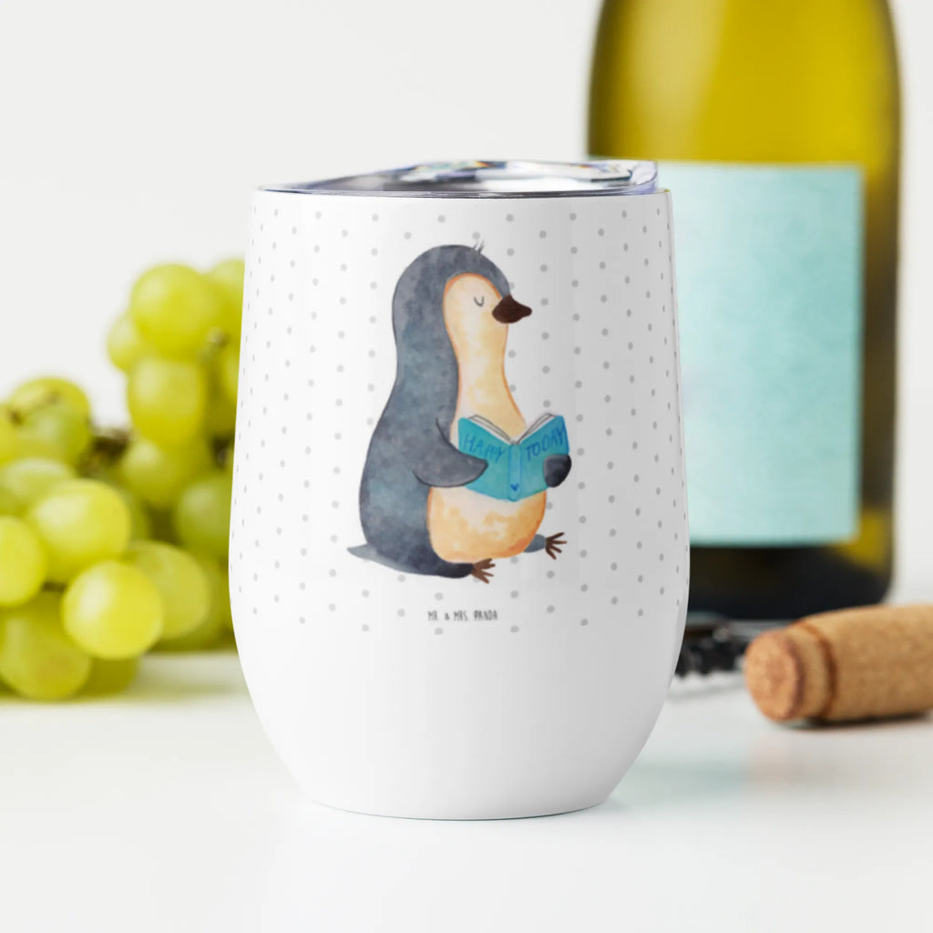 Wine cup Penguin A book stemless wine glasses, insulated tumbler, premium wine tumbler, mulled wine cup, drinking cup, wine goblet, wine tumbler, portable wine cup, wine glasses, wine travel tumbler, hot drinks, Penguin, North Pole, Winter, Penguins, leisure, lazing around, penguins, reading, bookworm, vacation, doing nothing, holidays, book