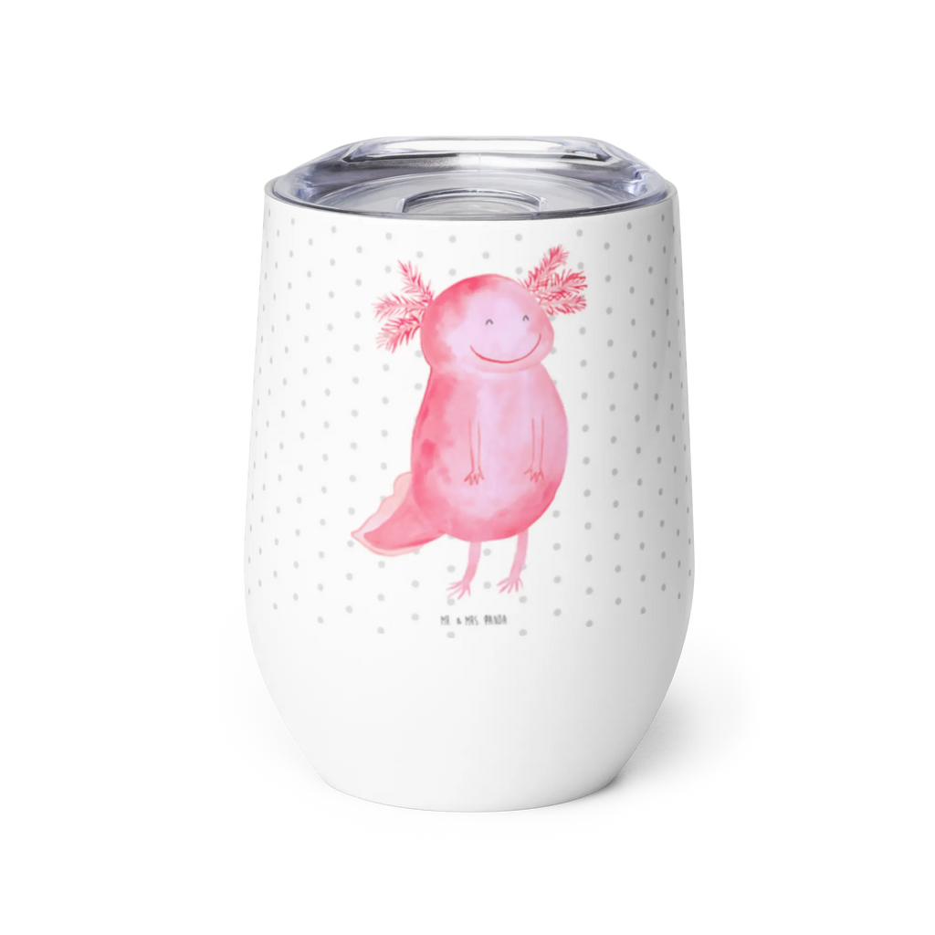 Wine cup axolotl Happy wine travel tumbler, stemless wine glasses, insulated tumbler, wine tumbler, portable wine cup, wine goblet, mulled wine cup, premium wine tumbler, hot drinks, wine glasses, drinking cup, Axolotl, Axelotl, marine animals, Mexican walking fish, salamander, good mood, amphibian, axolotl, motivation, axolot, tail