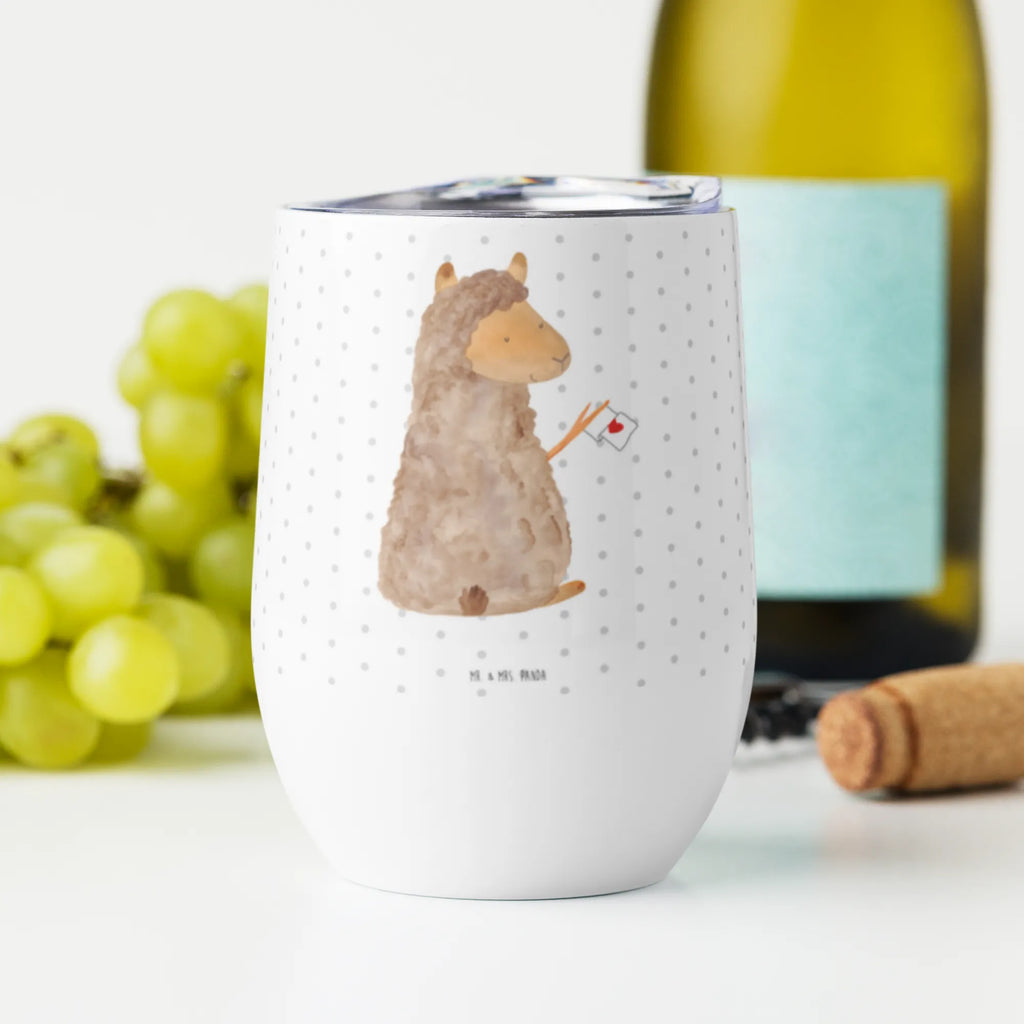 Wine cup alpaca banner wine travel tumbler, hot drinks, insulated tumbler, wine tumbler, drinking cup, wine glasses, stemless wine glasses, premium wine tumbler, portable wine cup, mulled wine cup, wine goblet, alpaca, llama, pako, camel, Peru, animal, favourite animal, llamas, love, Alpaca, alpacas