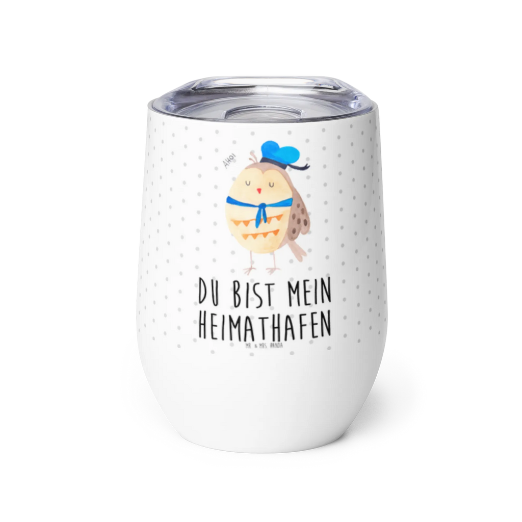 Wine cup Owl sailor wine travel tumbler, drinking cup, wine goblet, premium wine tumbler, wine glasses, stemless wine glasses, mulled wine cup, hot drinks, portable wine cup, insulated tumbler, wine tumbler, owl, forest animal, bird, nocturnal, gift ideas, birthday present, illustrated, funny, romantic gift, owl decor, Marriage, Owl, Pun funny, Sailor, Girlfriend, Wedding anniversary gift, Owl decoration, Mariner, Home port, Owl saying