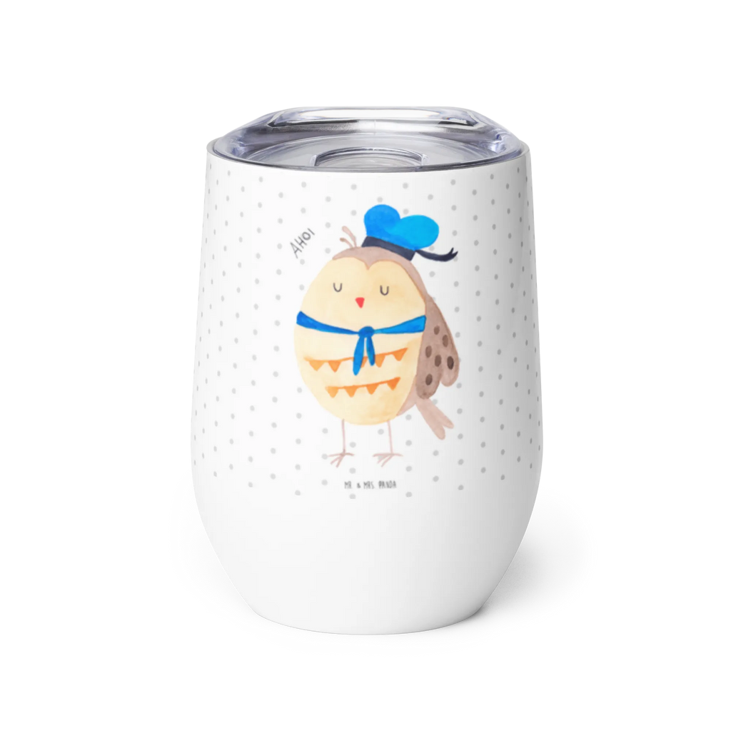 Wine cup Owl sailor wine travel tumbler, drinking cup, wine goblet, premium wine tumbler, wine glasses, stemless wine glasses, mulled wine cup, hot drinks, portable wine cup, insulated tumbler, wine tumbler, owl, forest animal, bird, nocturnal, gift ideas, birthday present, illustrated, funny, romantic gift, owl decor, Marriage, Owl, Pun funny, Sailor, Girlfriend, Wedding anniversary gift, Owl decoration, Mariner, Home port, Owl saying