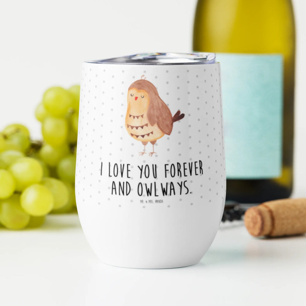 Wine cup Owl Satisfied hot drinks, wine tumbler, wine glasses, wine travel tumbler, wine goblet, drinking cup, portable wine cup, insulated tumbler, premium wine tumbler, stemless wine glasses, mulled wine cup, owl, forest animal, bird, nocturnal, gift ideas, birthday present, illustrated, funny, romantic gift, owl decor, Pun funny, Owl, Saying beautiful, Love saying, Owl saying, Romantic, Wedding anniversary gift, Owl deco