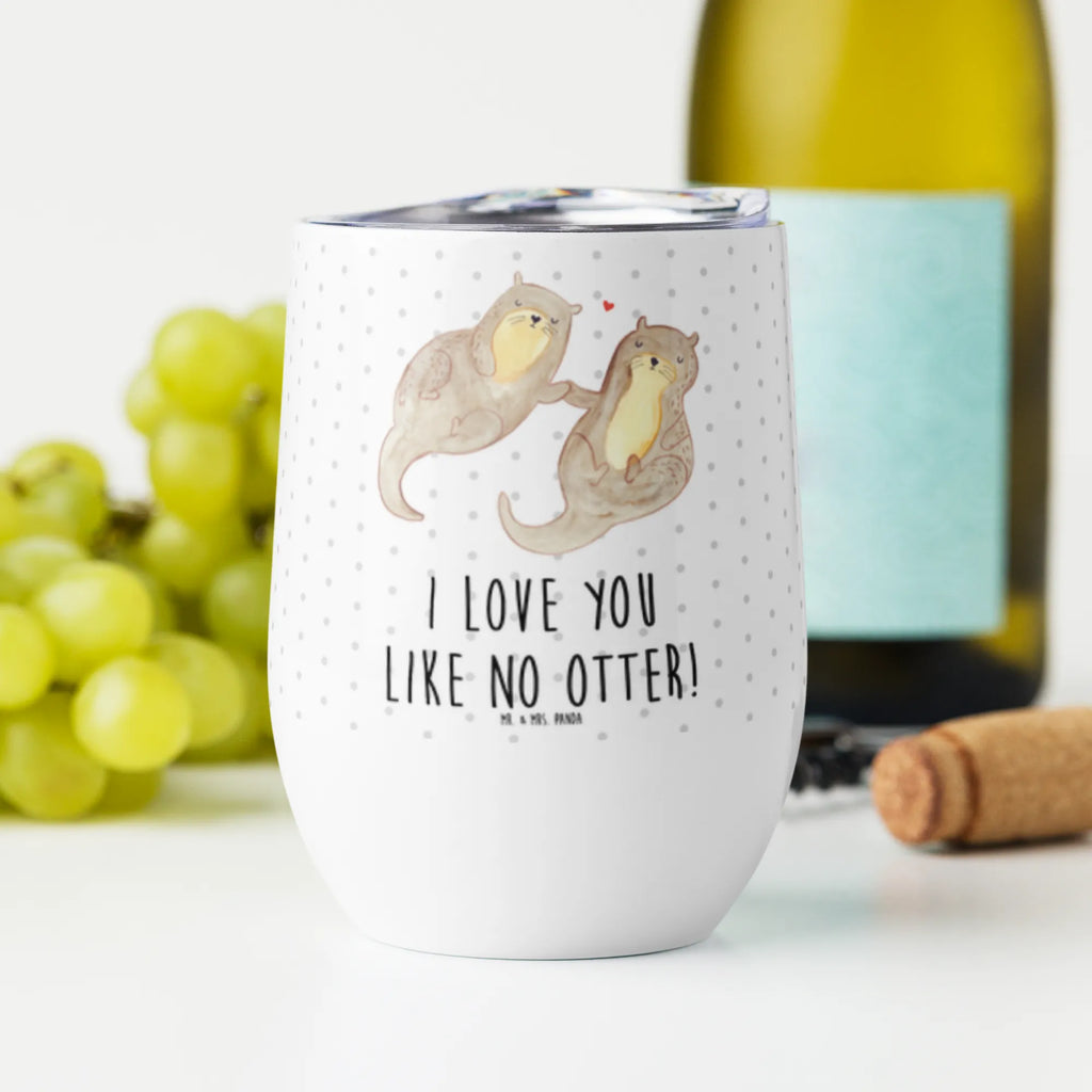 Wine cup otter holding hands wine tumbler, drinking cup, premium wine tumbler, mulled wine cup, insulated tumbler, hot drinks, wine goblet, wine glasses, stemless wine glasses, wine travel tumbler, portable wine cup, otter, marten, sea otter, European otter, water mammal, aquatic animal, baby otter, predator, water, otter gifts, animal lover, gift ideas for animal lovers, animal, mammal, water animal, gifts for people in love, Otter Sea Otter Lake Otter