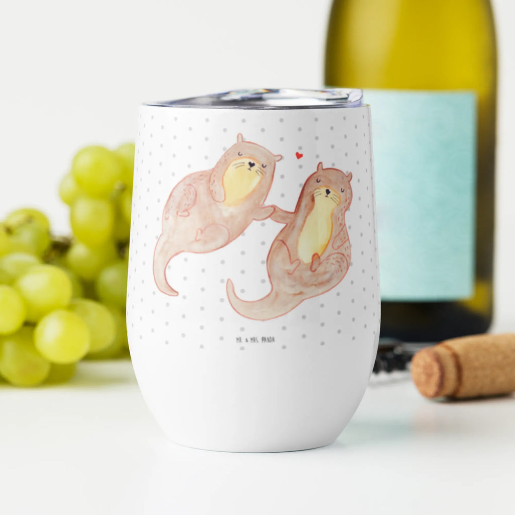 Wine cup otter holding hands wine tumbler, drinking cup, premium wine tumbler, mulled wine cup, insulated tumbler, hot drinks, wine goblet, wine glasses, stemless wine glasses, wine travel tumbler, portable wine cup, otter, marten, sea otter, European otter, water mammal, aquatic animal, baby otter, predator, water, otter gifts, animal lover, gift ideas for animal lovers, animal, mammal, water animal, gifts for people in love, Otter Sea Otter Lake Otter