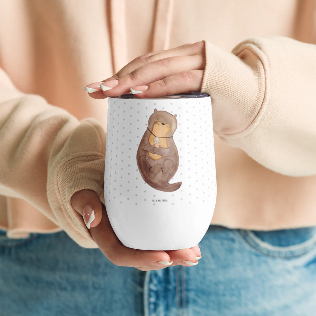 Wine cup otter shell wine travel tumbler, insulated tumbler, hot drinks, wine glasses, drinking cup, portable wine cup, premium wine tumbler, wine tumbler, stemless wine glasses, wine goblet, mulled wine cup, otter, marten, sea otter, European otter, water mammal, aquatic animal, baby otter, predator, water, otter gifts, animal lover, gift ideas for animal lovers, animal, mammal, water animal, gifts for people in love, otter love, dreaming, daydreaming, motivation, office, brooding