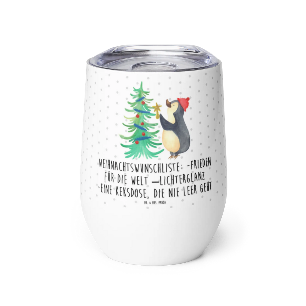 Kieliszek do wina Pingwin choinka Zima, Boże Narodzenie, dekoracje świąteczne, Mikołaj, Adwent, Wigilia, zimowy motyw