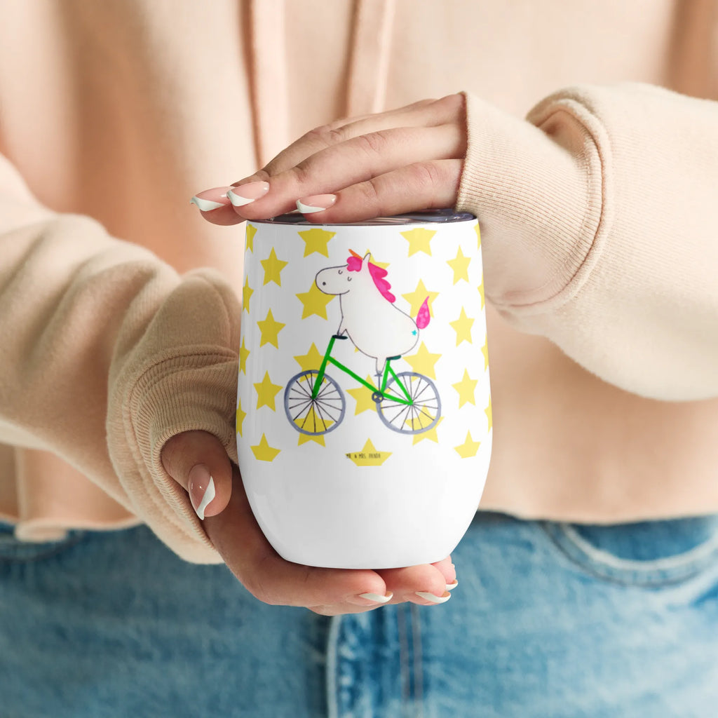 Wine cup unicorn cyclist insulated tumbler, portable wine cup, wine glasses, premium wine tumbler, drinking cup, wine tumbler, stemless wine glasses, wine goblet, hot drinks, wine travel tumbler, mulled wine cup, unicorn, unicorns, grief, present, bike, fairy dust, luxury problem, cyclist gift, love affliction, wheel, cycling, confetti