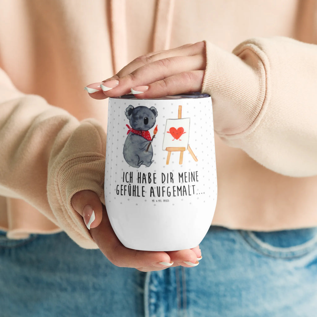 Wine cup Koala bear Artist portable wine cup, wine travel tumbler, wine glasses, hot drinks, mulled wine cup, stemless wine glasses, wine tumbler, insulated tumbler, drinking cup, premium wine tumbler, wine goblet, Koala, drawing, feelings, artist, love, love gift, proof of love