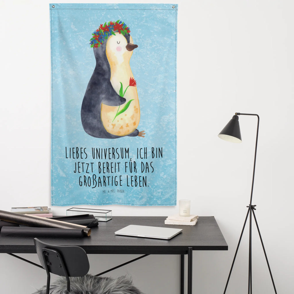 Wandteppich Pinguin Blumenkranz Kinderzimmer, Kinderzimmer Wand, Tapestry, Kinderzimmer Deko, Wandbild, Wandbehang, Dekoration, Kinderzimmer Wanddeko, Wandteppich, Boho, Schmuck-Wandbehang, Tapisserie, Wanddeko, Textil-Kunst, Wandtuch, Wand Deko, Pinguin, Lebenslust, Blumenkranz, Geschenkidee, Wünsche, Pinguine, Ziele, Leben, Liebeskummer, Lebensziele, Universum, Motivation