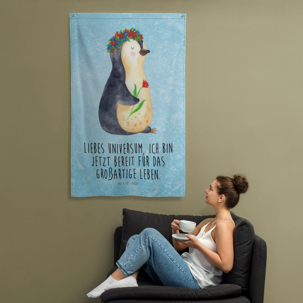 Wandteppich Pinguin Blumenkranz Kinderzimmer, Kinderzimmer Wand, Tapestry, Kinderzimmer Deko, Wandbild, Wandbehang, Dekoration, Kinderzimmer Wanddeko, Wandteppich, Boho, Schmuck-Wandbehang, Tapisserie, Wanddeko, Textil-Kunst, Wandtuch, Wand Deko, Pinguin, Lebenslust, Blumenkranz, Geschenkidee, Wünsche, Pinguine, Ziele, Leben, Liebeskummer, Lebensziele, Universum, Motivation