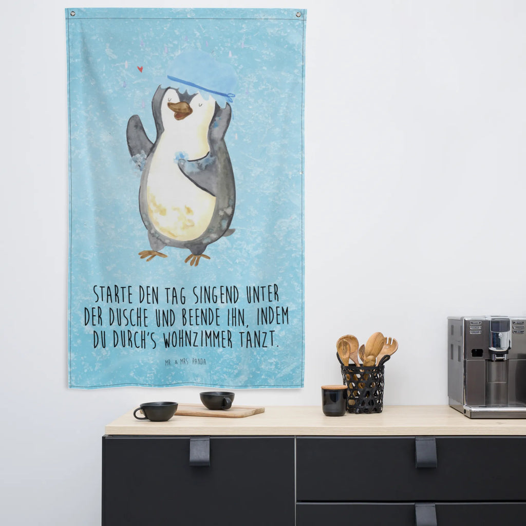 Tapestry Penguin have a shower Tapestry, Decoration, Wall hanging, Boho, Penguin, North Pole, Winter, Penguins, life motto, shower, new start, penguins, motivation, new beginning, being happy