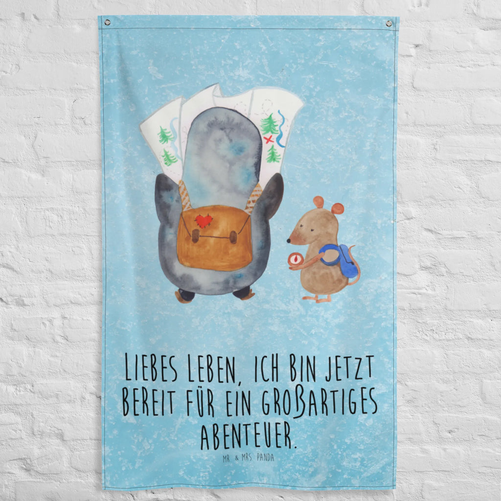 Wandteppich Pinguin & Maus Wanderer Kinderzimmer Wand, Schmuck-Wandbehang, Tapisserie, Kinderzimmer Wanddeko, Kinderzimmer Deko, Textil-Kunst, Wanddeko, Wandbehang, Kinderzimmer, Boho, Wand Deko, Tapestry, Wandteppich, Wandtuch, Wandbild, Dekoration, Pinguin, Wanderlust, wandern, Roadtrip, Abenteurer, Ausflug, Pinguine, Abenteuer
