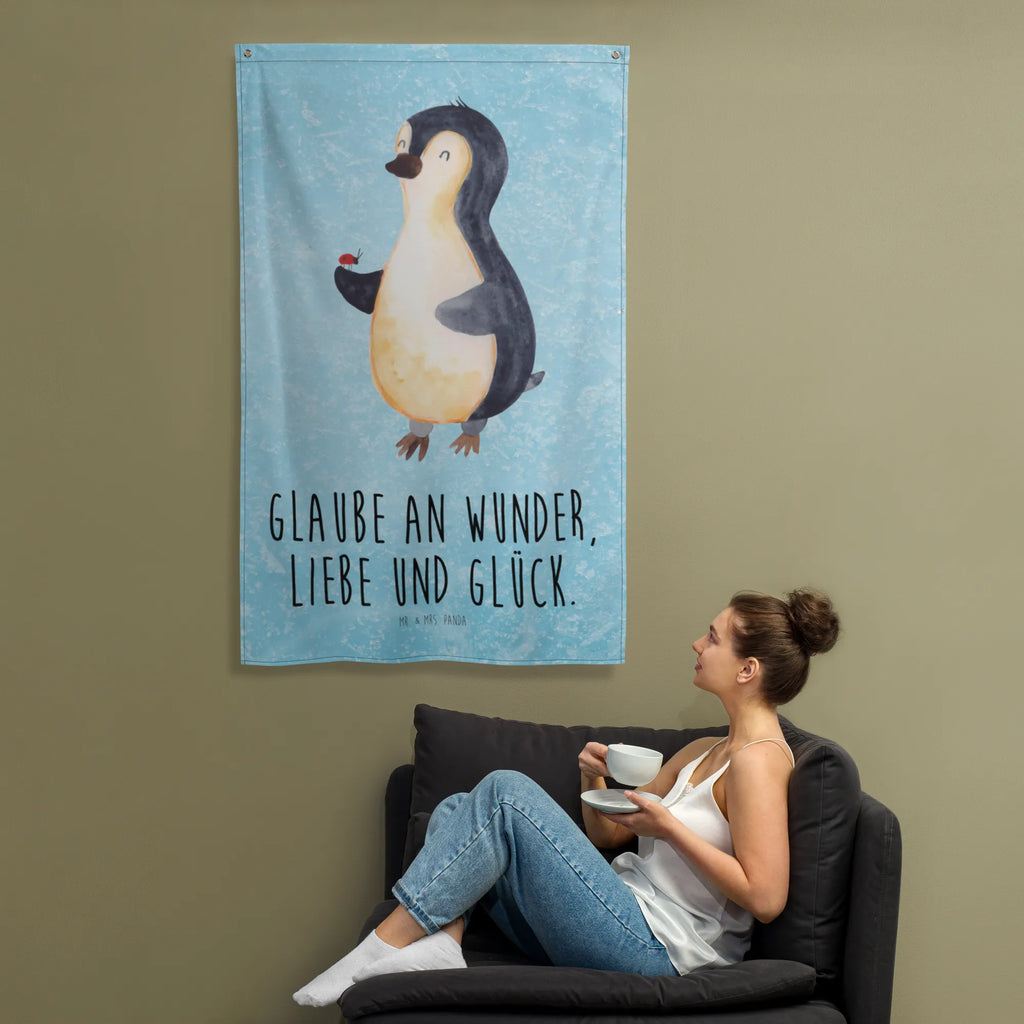Wandteppich Pinguin Marienkäfer Wandbehang, Schmuck-Wandbehang, Wand Deko, Tapestry, Kinderzimmer, Wanddeko, Wandbild, Kinderzimmer Deko, Wandteppich, Dekoration, Wandtuch, Tapisserie, Kinderzimmer Wand, Textil-Kunst, Kinderzimmer Wanddeko, Boho, Pinguin, Glück, Freude, Marienkäfer, Liebe, Wunder, Lebensfreude, Pinguine