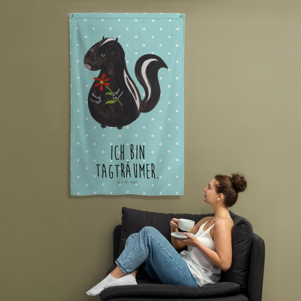 Wandteppich Stinktier Blume Tapestry, Dekoration, Textil-Kunst, Boho, Kinderzimmer Wand, Kinderzimmer Wanddeko, Wand Deko, Kinderzimmer Deko, Wanddeko, Tapisserie, Wandbehang, Kinderzimmer, Wandtuch, Schmuck-Wandbehang, Wandteppich, Wandbild, Stinktier, Skunk, Raubtier, Stinker, Träume, verträumt, Dreams, Tagträumer, Wildtier, Stinki