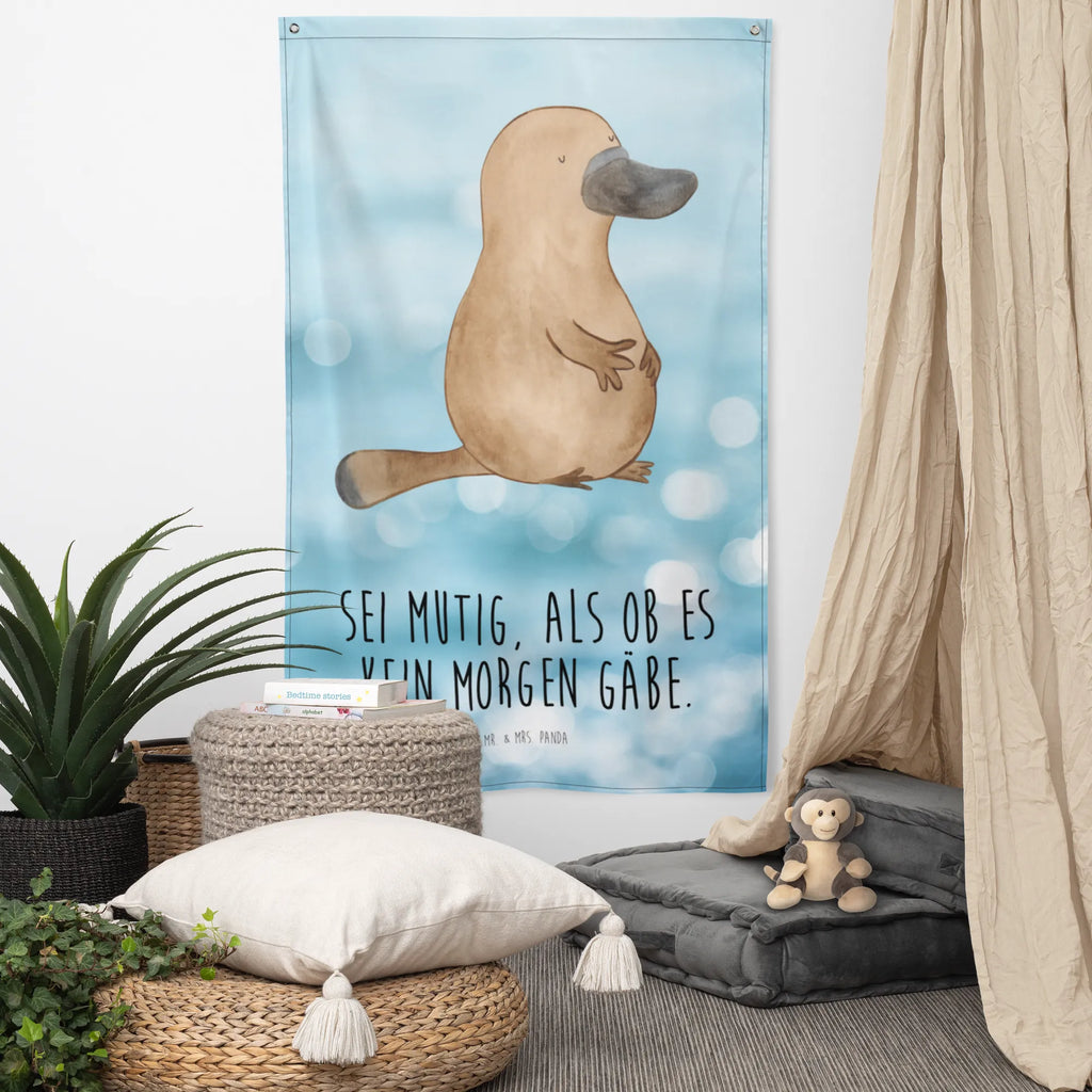 Tapestry platypus courage Tapestry, Boho, Wall hanging, Decoration, Seafood, aquatic animals, ocean, sea, fish, shells, corals, reef, whale, narwhal, sea urchin, lobster, platypus, turtle, manatee, crocodile, orca, shrimp, gifts for seafood lovers, water world, underwater animals, underwater world, vacation, deep sea, seafood fans, gift ideas, seafood decoration, seafood posters, Raodtrip, motivation, brave, training, world trip, wisdom, Platypus, office, work, courage, new beginning, new start