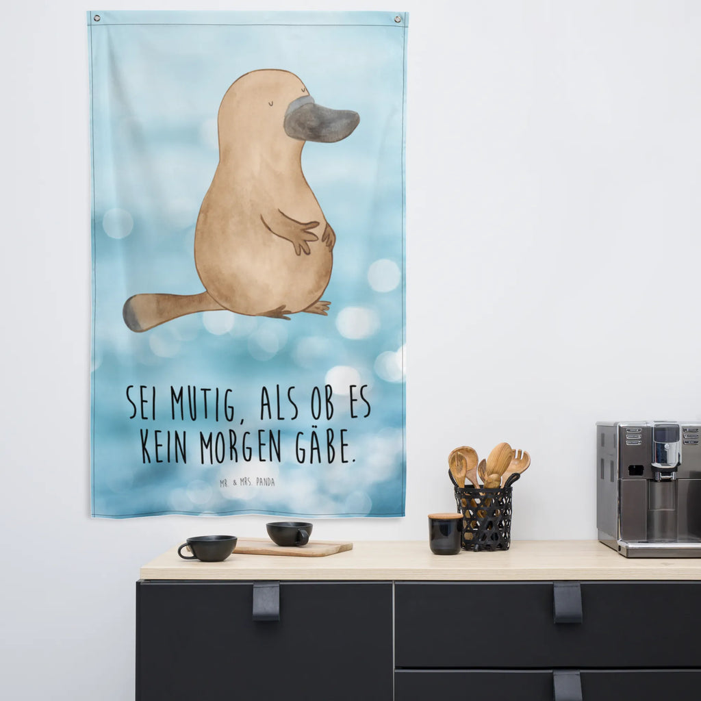 Tapestry platypus courage Tapestry, Boho, Wall hanging, Decoration, Seafood, aquatic animals, ocean, sea, fish, shells, corals, reef, whale, narwhal, sea urchin, lobster, platypus, turtle, manatee, crocodile, orca, shrimp, gifts for seafood lovers, water world, underwater animals, underwater world, vacation, deep sea, seafood fans, gift ideas, seafood decoration, seafood posters, Raodtrip, motivation, brave, training, world trip, wisdom, Platypus, office, work, courage, new beginning, new start