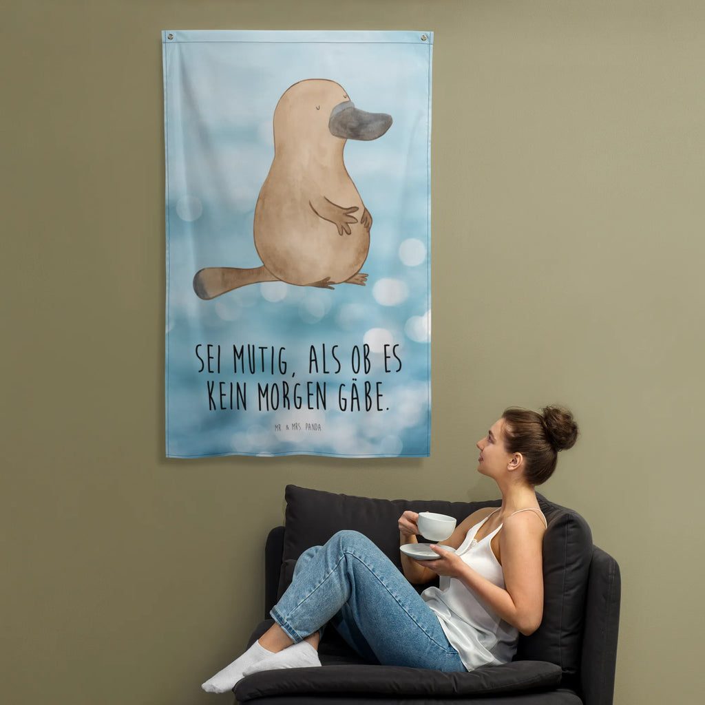 Tapestry platypus courage Tapestry, Boho, Wall hanging, Decoration, Seafood, aquatic animals, ocean, sea, fish, shells, corals, reef, whale, narwhal, sea urchin, lobster, platypus, turtle, manatee, crocodile, orca, shrimp, gifts for seafood lovers, water world, underwater animals, underwater world, vacation, deep sea, seafood fans, gift ideas, seafood decoration, seafood posters, Raodtrip, motivation, brave, training, world trip, wisdom, Platypus, office, work, courage, new beginning, new start