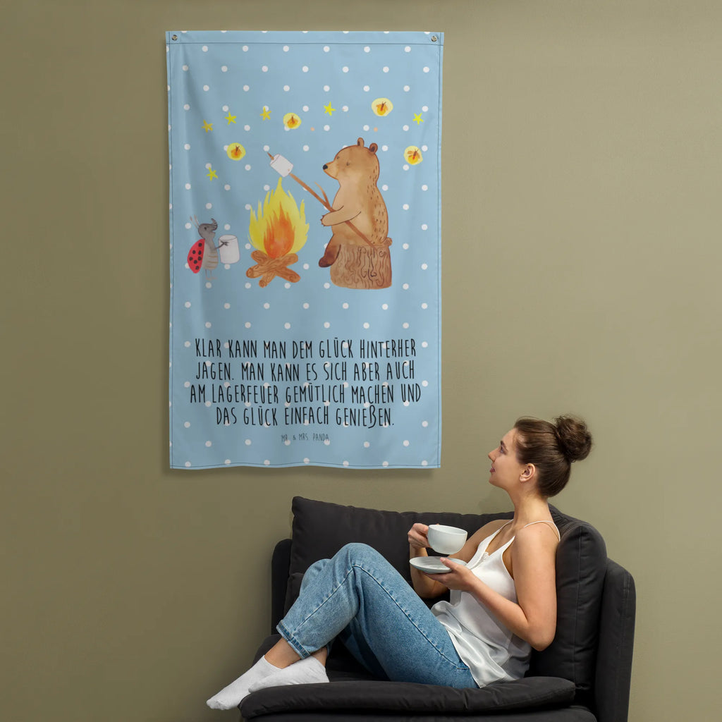 Tapestry Bear & Ladybird campfire Decoration, Tapestry, Boho, Wall hanging, bear, teddy, teddy bear, cuddly toy, Campfire