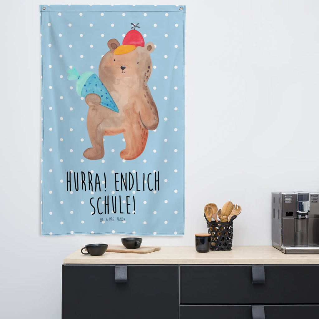 Tapestry bear School cone Tapestry, Wall hanging, Decoration, Boho, bear, teddy, teddy bear, cuddly toy, First day of school gift, Primary school, School enrolment gift, Starting school, School bag, School gift, Bear motif