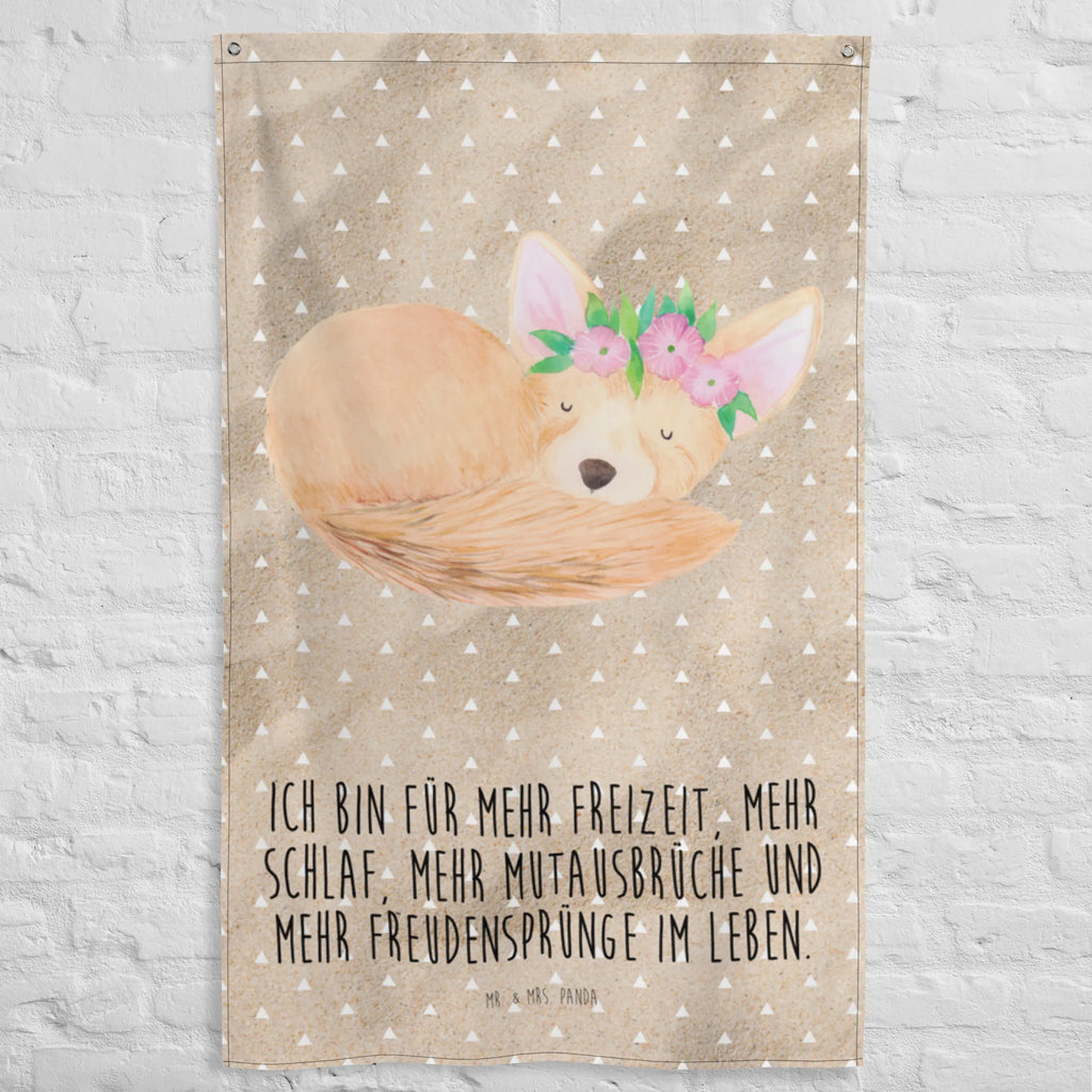Wandteppich Wüstenfuchs Blumenkranz Textil-Kunst, Tapestry, Wandbild, Boho, Kinderzimmer, Wand Deko, Kinderzimmer Wand, Wandtuch, Wandteppich, Tapisserie, Wanddeko, Wandbehang, Kinderzimmer Deko, Kinderzimmer Wanddeko, Dekoration, Schmuck-Wandbehang, Afrika, Wildtiere, Wüste, Wüstenfuchs, Glücklich, Blumen, Blumenkranz
