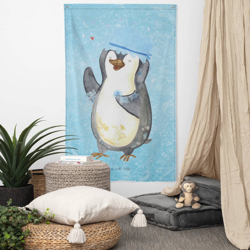 Tapestry Penguin have a shower Tapestry, Decoration, Wall hanging, Boho, Penguin, North Pole, Winter, Penguins, life motto, shower, new start, penguins, motivation, new beginning, being happy