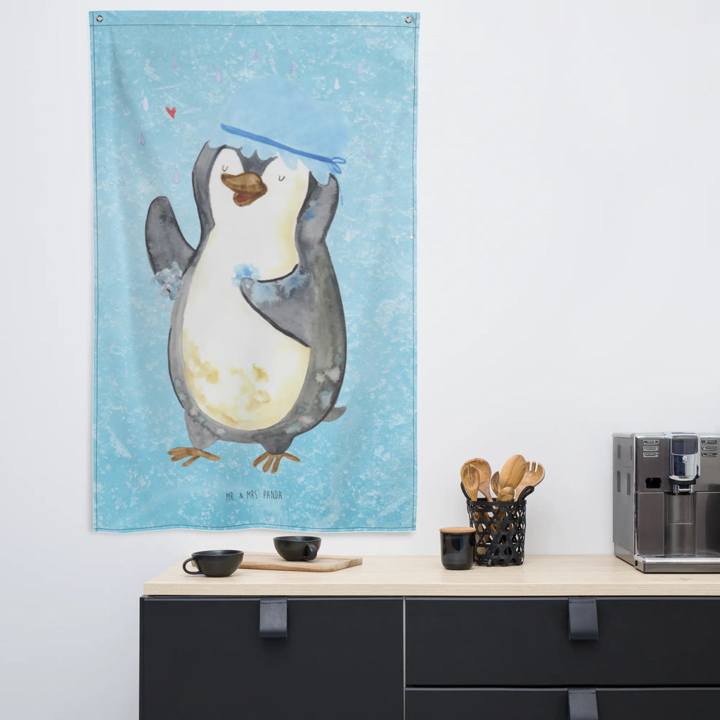 Tapestry Penguin have a shower Tapestry, Decoration, Wall hanging, Boho, Penguin, North Pole, Winter, Penguins, life motto, shower, new start, penguins, motivation, new beginning, being happy