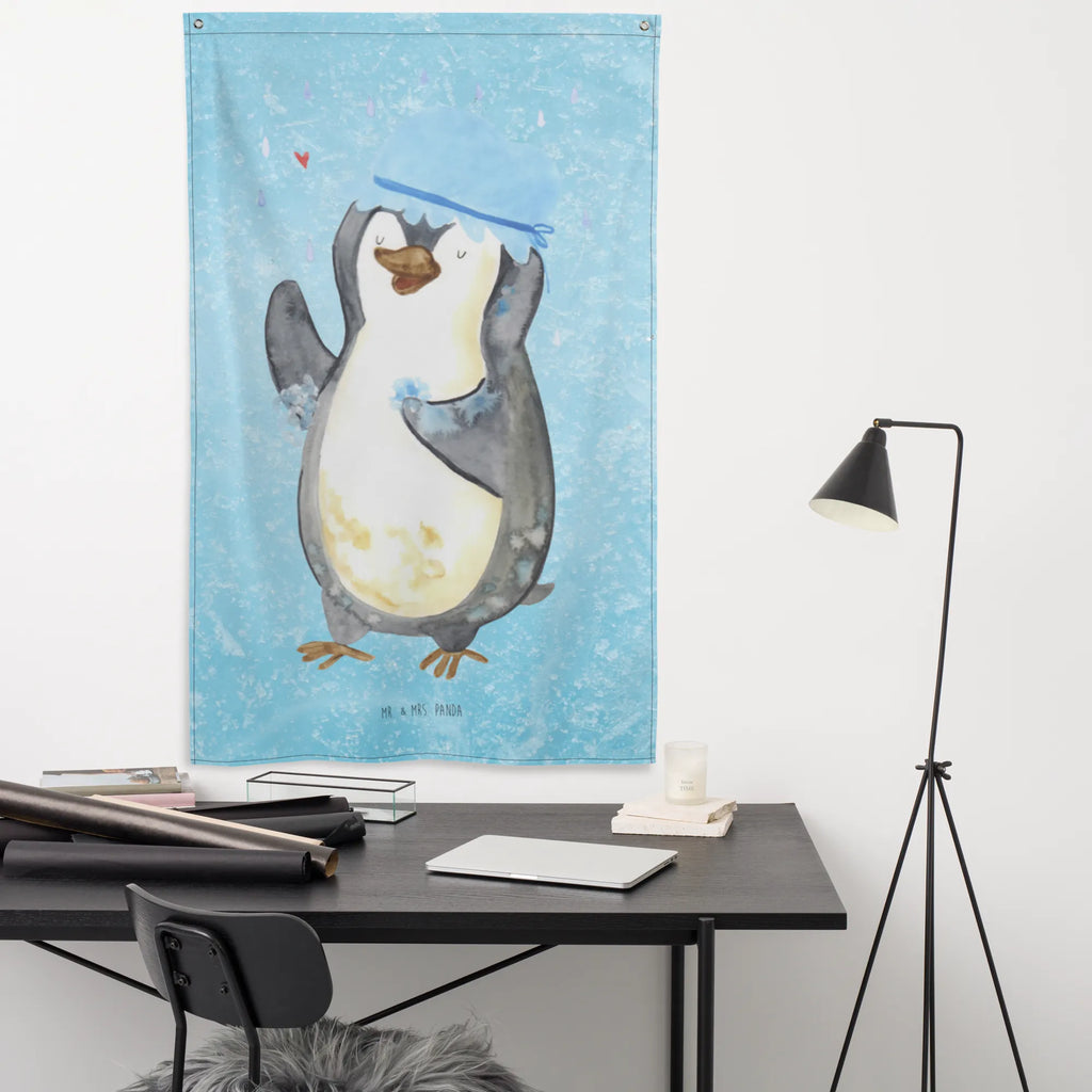 Tapestry Penguin have a shower Tapestry, Decoration, Wall hanging, Boho, Penguin, North Pole, Winter, Penguins, life motto, shower, new start, penguins, motivation, new beginning, being happy