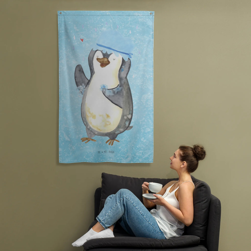 Tapestry Penguin have a shower Tapestry, Decoration, Wall hanging, Boho, Penguin, North Pole, Winter, Penguins, life motto, shower, new start, penguins, motivation, new beginning, being happy