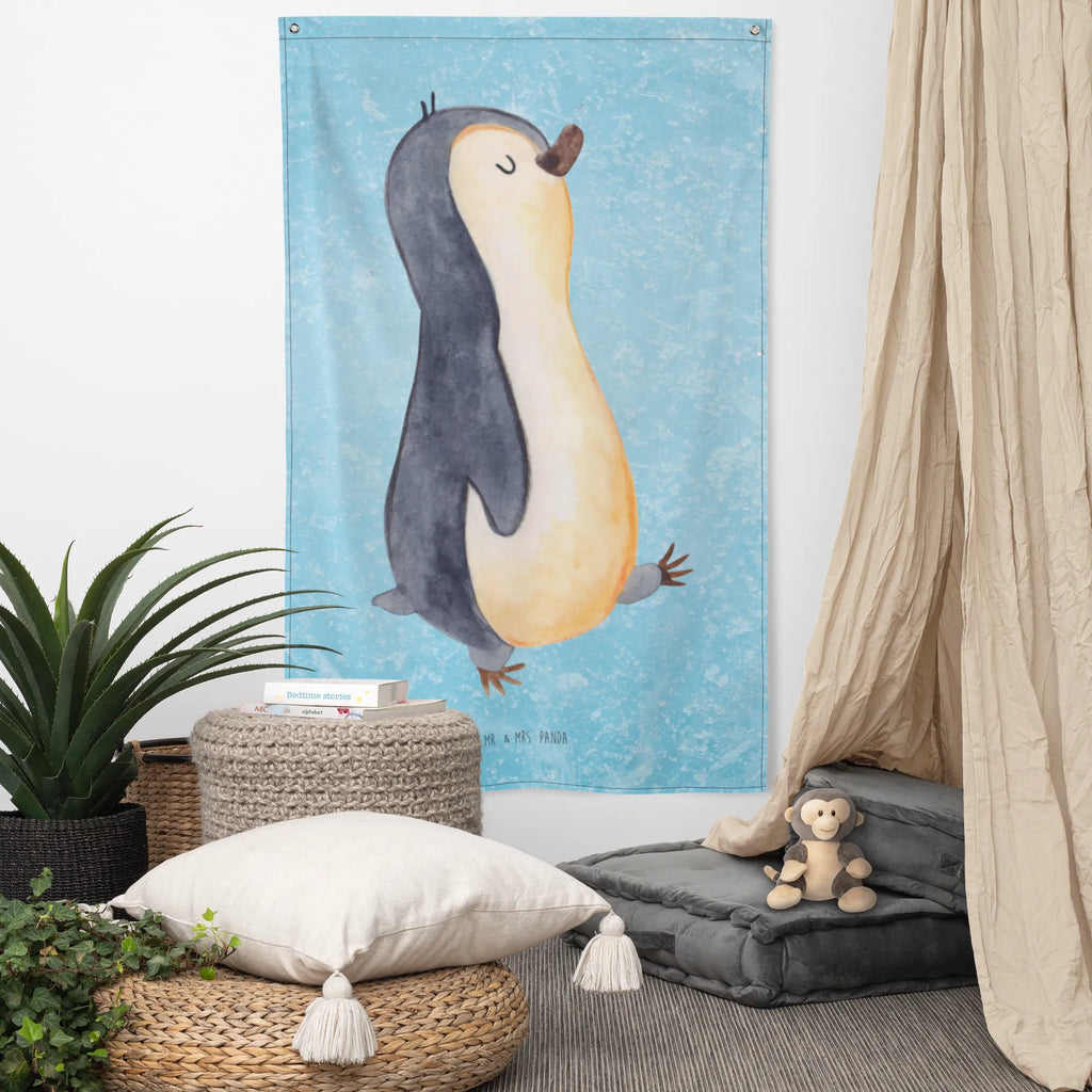 Wandteppich Pinguin marschierend Wandbehang, Wand Deko, Boho, Kinderzimmer Wanddeko, Wandtuch, Wandbild, Tapisserie, Kinderzimmer Deko, Schmuck-Wandbehang, Tapestry, Textil-Kunst, Kinderzimmer Wand, Wandteppich, Pinguin, Bruder, Frühaufsteher, Langschläfer, Pinguine, Schwester, Familie