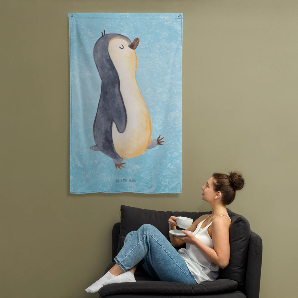 Wandteppich Pinguin marschierend Wandbehang, Wand Deko, Boho, Kinderzimmer Wanddeko, Wandtuch, Wandbild, Tapisserie, Kinderzimmer Deko, Schmuck-Wandbehang, Tapestry, Textil-Kunst, Kinderzimmer Wand, Wandteppich, Pinguin, Bruder, Frühaufsteher, Langschläfer, Pinguine, Schwester, Familie