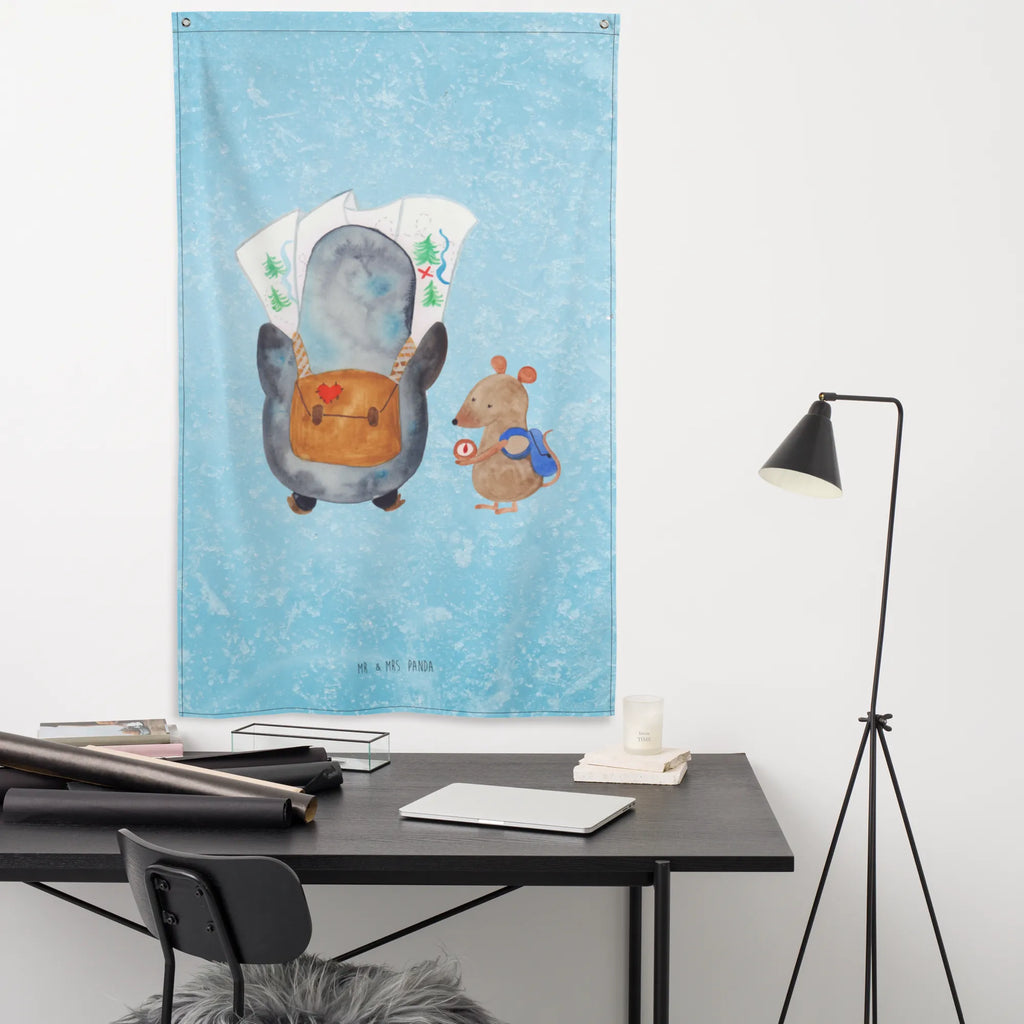 Wandteppich Pinguin & Maus Wanderer Kinderzimmer Wand, Schmuck-Wandbehang, Tapisserie, Kinderzimmer Wanddeko, Kinderzimmer Deko, Textil-Kunst, Wanddeko, Wandbehang, Kinderzimmer, Boho, Wand Deko, Tapestry, Wandteppich, Wandtuch, Wandbild, Dekoration, Pinguin, Wanderlust, wandern, Roadtrip, Abenteurer, Ausflug, Pinguine, Abenteuer