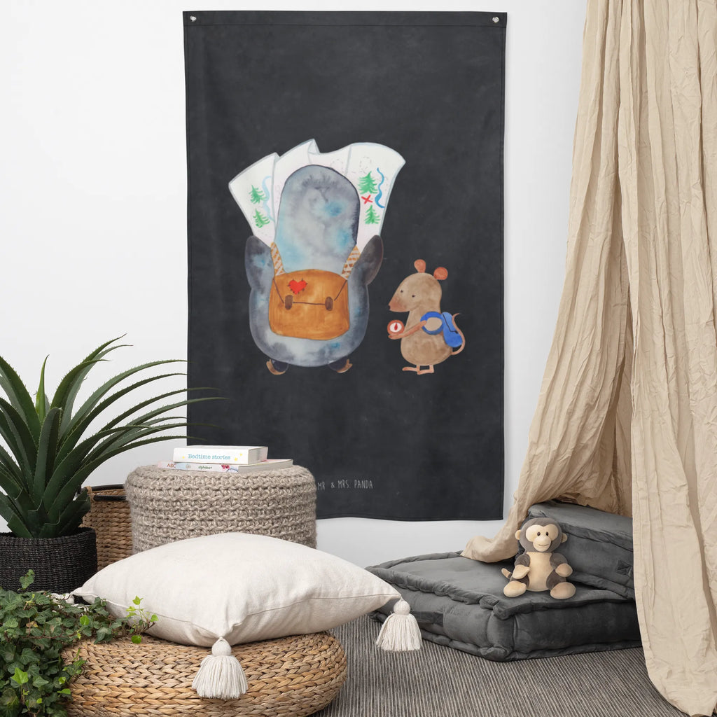Wandteppich Pinguin & Maus Wanderer Kinderzimmer Wand, Schmuck-Wandbehang, Tapisserie, Kinderzimmer Wanddeko, Kinderzimmer Deko, Textil-Kunst, Wanddeko, Wandbehang, Kinderzimmer, Boho, Wand Deko, Tapestry, Wandteppich, Wandtuch, Wandbild, Dekoration, Pinguin, Wanderlust, wandern, Roadtrip, Abenteurer, Ausflug, Pinguine, Abenteuer
