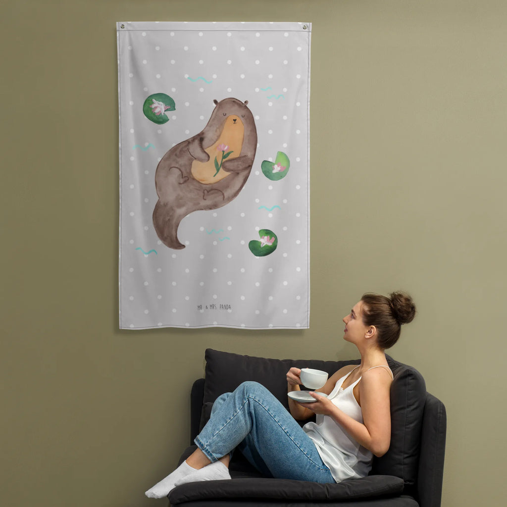 Tapestry otter Water Lily Wandbehang, Kinderzimmer Deko, Tapisserie, Kinderzimmer Wand, Tapestry, Schmuck-Wandbehang, Wandtuch, Wand Deko, Kinderzimmer Wanddeko, Boho, Wandteppich, Textil-Kunst, Wandbild, Otter, Fischotter, Seeotter, Otter Seeotter See Otter