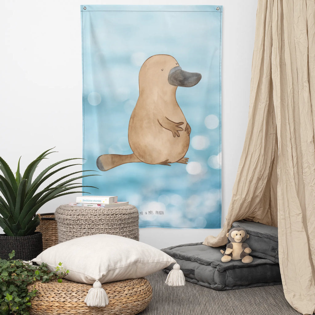 Tapestry platypus courage Tapestry, Boho, Wall hanging, Decoration, Seafood, aquatic animals, ocean, sea, fish, shells, corals, reef, whale, narwhal, sea urchin, lobster, platypus, turtle, manatee, crocodile, orca, shrimp, gifts for seafood lovers, water world, underwater animals, underwater world, vacation, deep sea, seafood fans, gift ideas, seafood decoration, seafood posters, Raodtrip, motivation, brave, training, world trip, wisdom, Platypus, office, work, courage, new beginning, new start