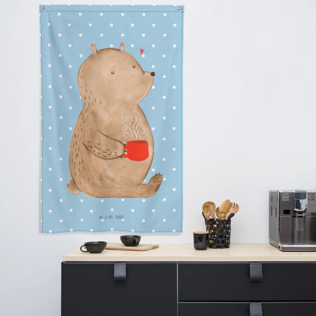 Wandteppich Bär Kaffee Wandbild, Tapestry, Tapisserie, Schmuck-Wandbehang, Kinderzimmer Wanddeko, Wandbehang, Textil-Kunst, Boho, Wandtuch, Wandteppich, Kinderzimmer Deko, Kinderzimmer Wand, Wand Deko, Teddy, Bär, Teddybär, Coffee, Welt Retten, Motivation, Bären, Guten Morgen, Welt Erobern, Morgenroutine, Kaffee