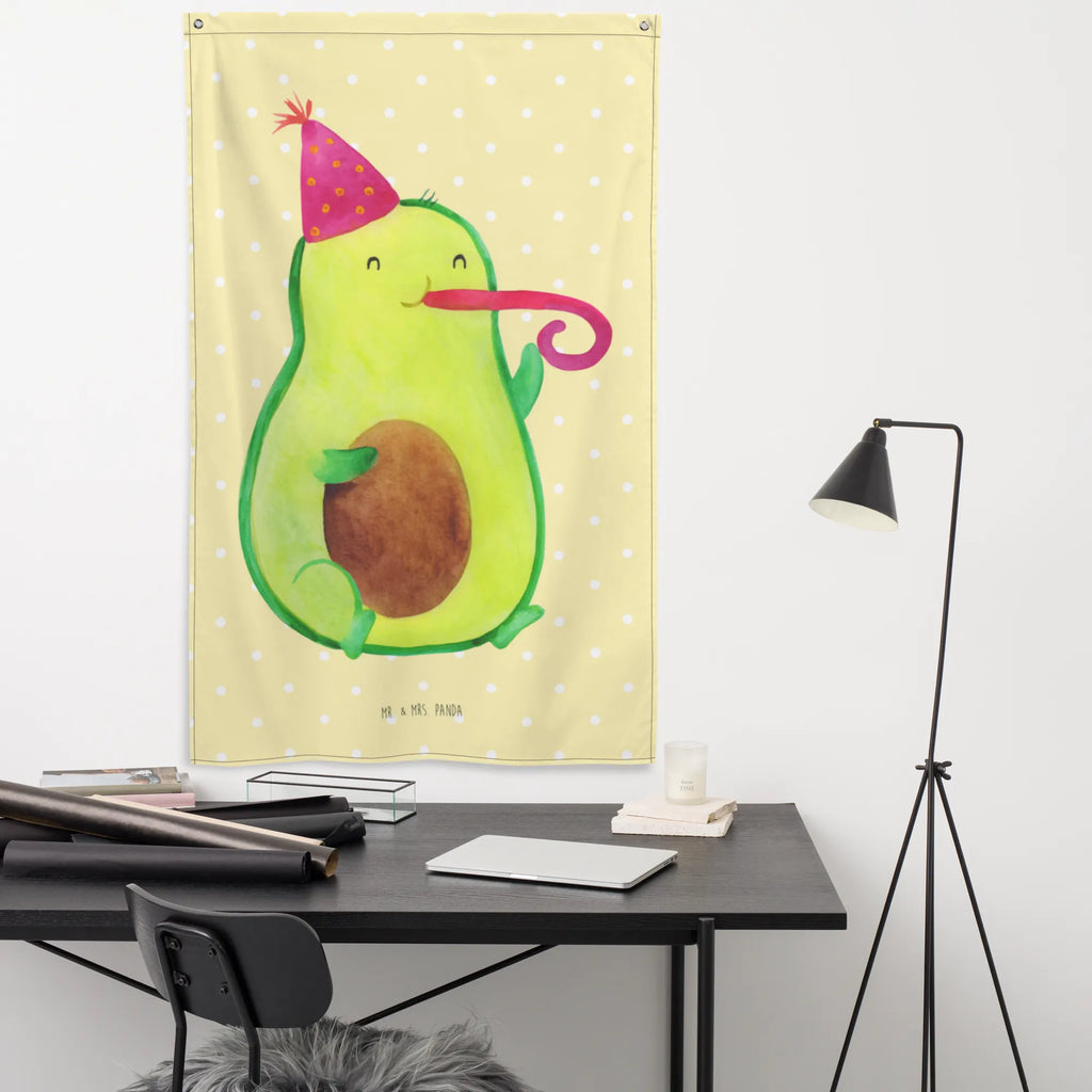 Wandteppich Avocado Partyhupe Wandbehang, Tapestry, Wandbild, Kinderzimmer, Wandtuch, Schmuck-Wandbehang, Kinderzimmer Deko, Textil-Kunst, Dekoration, Wand Deko, Tapisserie, Kinderzimmer Wand, Kinderzimmer Wanddeko, Wanddeko, Wandteppich, Boho, Avocado, Veggie, Vegan, Gesund, Feier, Geburtstag, Fete, Gute Laune, Tröte, Feierlichkeit, Party