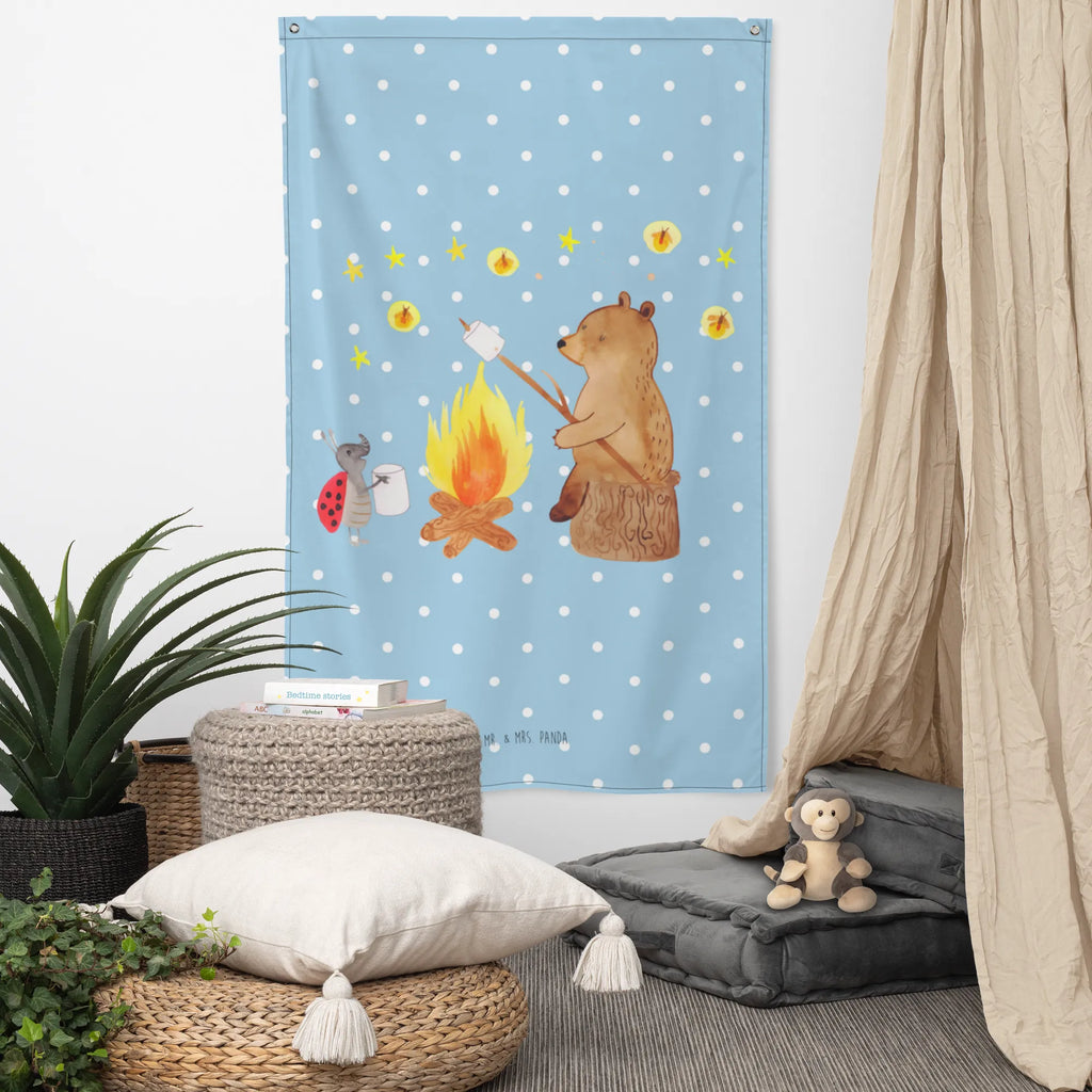 Tapestry Bear & Ladybird campfire Decoration, Tapestry, Boho, Wall hanging, bear, teddy, teddy bear, cuddly toy, Campfire