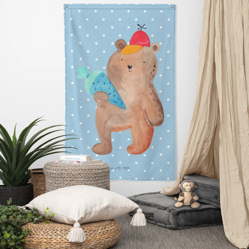 Tapestry bear School cone Tapestry, Wall hanging, Decoration, Boho, bear, teddy, teddy bear, cuddly toy, First day of school gift, Primary school, School enrolment gift, Starting school, School bag, School gift, Bear motif