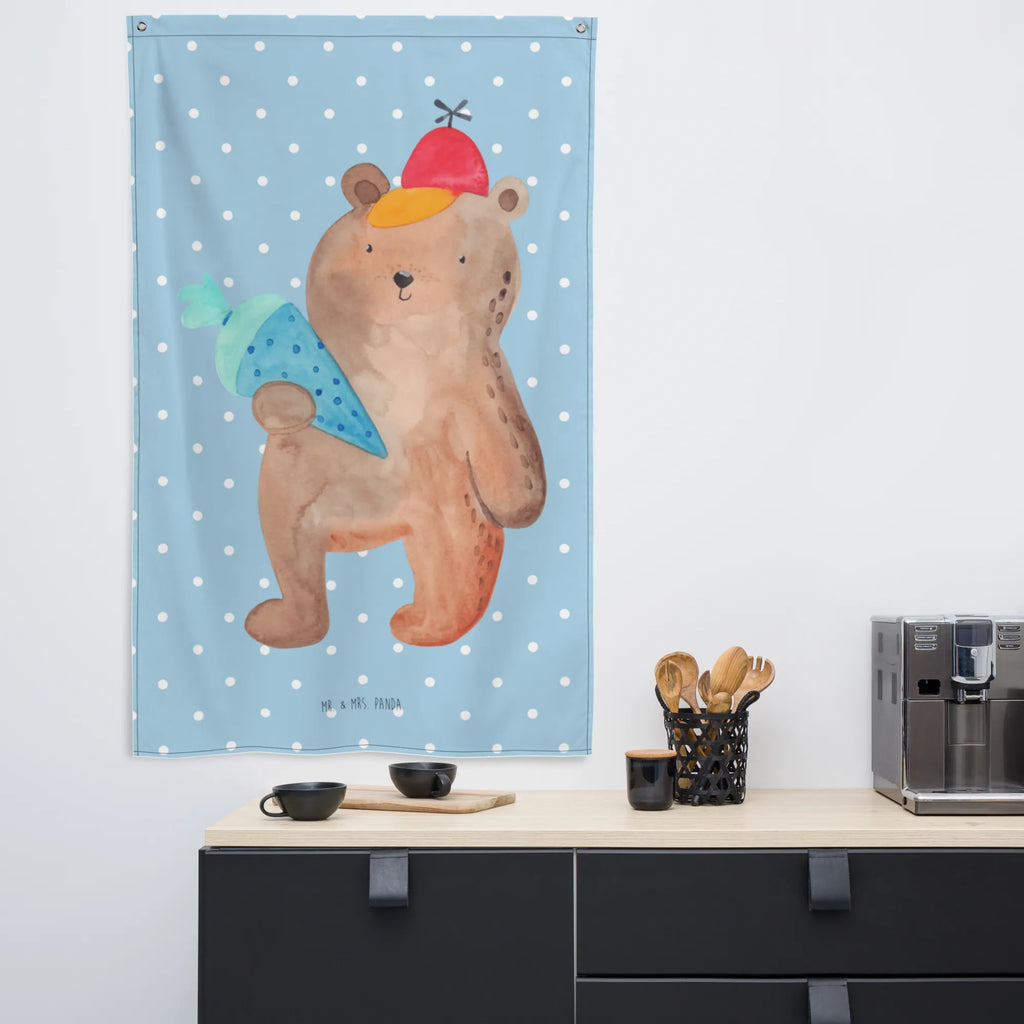 Tapestry bear School cone Tapestry, Wall hanging, Decoration, Boho, bear, teddy, teddy bear, cuddly toy, First day of school gift, Primary school, School enrolment gift, Starting school, School bag, School gift, Bear motif