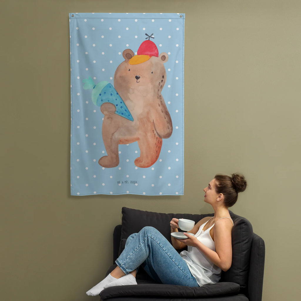 Tapestry bear School cone Tapestry, Wall hanging, Decoration, Boho, bear, teddy, teddy bear, cuddly toy, First day of school gift, Primary school, School enrolment gift, Starting school, School bag, School gift, Bear motif