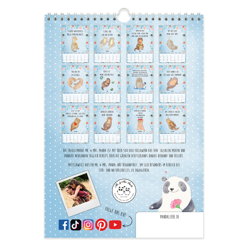 A4 Wandkalender 2024 Otter Collection Kalender, Jahreskalender, Terminplaner, Kalender mit Feiertagen, Küchenkalender, Otter, Fischotter, Seeotter