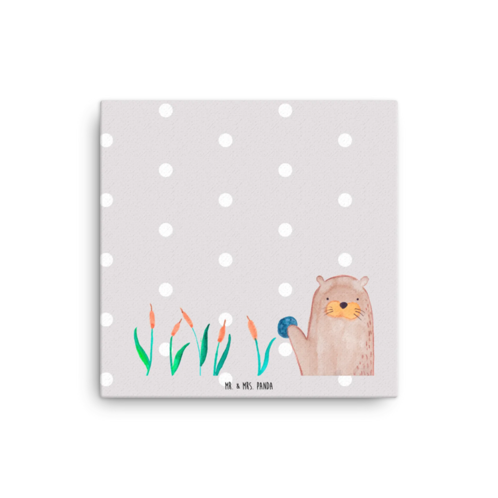 Leinwand Bild Otter mit Stein Kunstdruck, Leinwand, Seeotter, Fischotter, Otter, Otter Seeotter See Otter