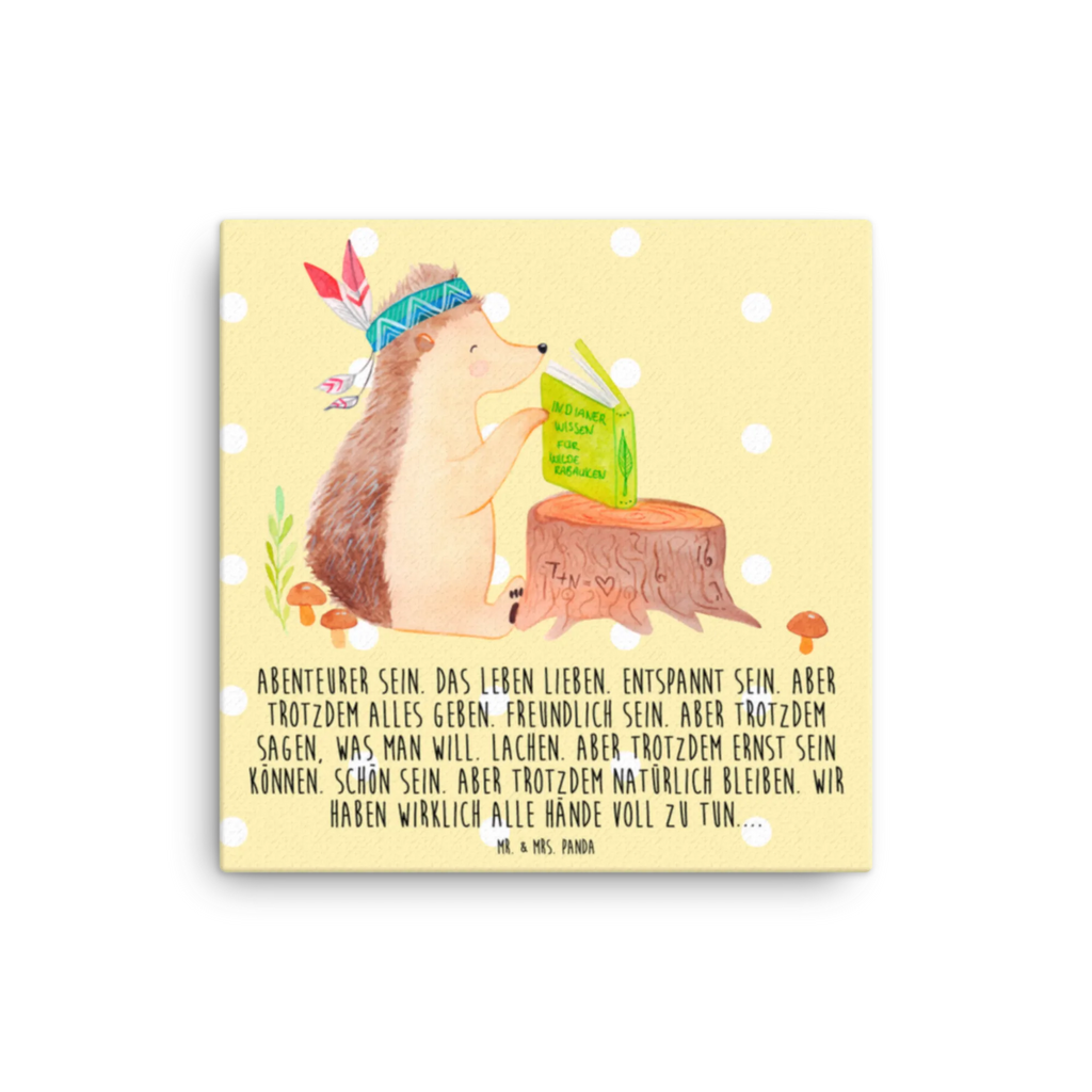 Canvas picture Hedgehog feather headdress Bild, Wanddeko, Kunstdruck, Leinwand, Waldtiere, Tiere, Igel, Abenteuer, Camping, Indianer, Lagerfeuer