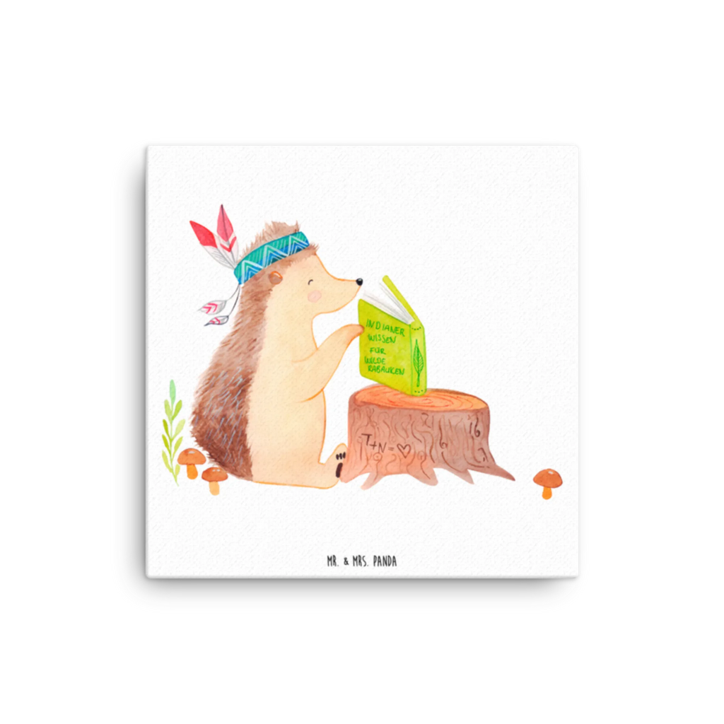 Canvas picture Hedgehog feather headdress Bild, Wanddeko, Kunstdruck, Leinwand, Waldtiere, Tiere, Igel, Abenteuer, Camping, Indianer, Lagerfeuer