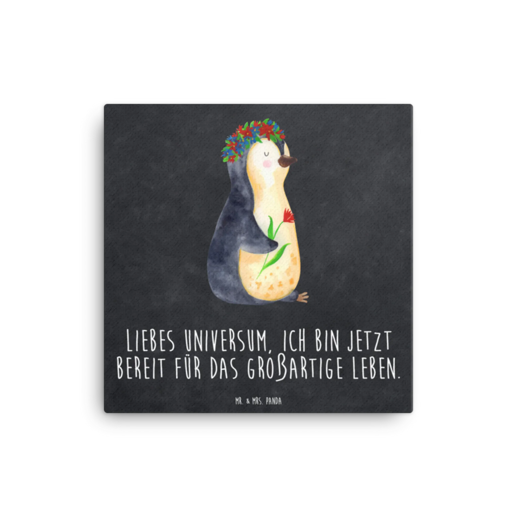 Canvas picture Penguin Flower Leinwand, Kunstdruck, Pinguin, Lebensziele, Geschenkidee, Wünsche, Lebenslust, Ziele, Motivation, Leben, Universum, Blumenkranz, Liebeskummer, Pinguine
