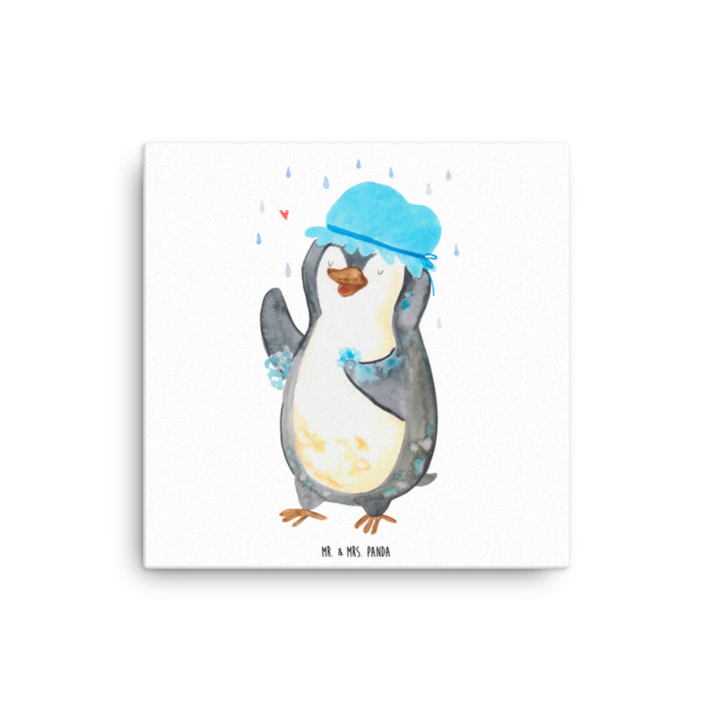 Canvas picture Penguin have a shower Leinwand, Kunstdruck, Pinguin, Lebensmotto, Pinguine, Neuanfang, glücklich sein, Dusche, Neustart, Duschen, Motivation