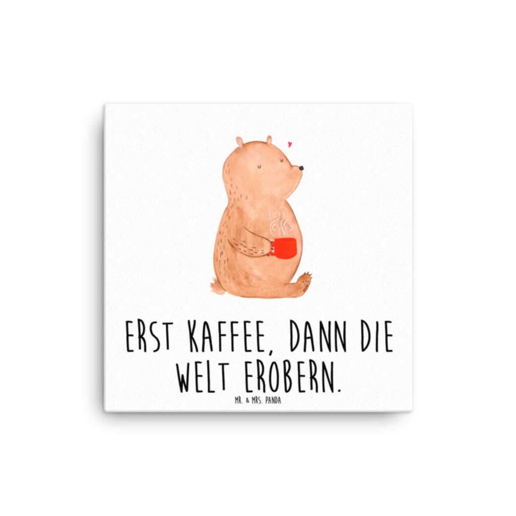 Leinwand Bild Bär Kaffee Bild, Kunstdruck, Leinwand, Dekoration, Wanddeko, Bär, Teddy, Teddybär, Bären, Morgenroutine, guten Morgen, Welt retten, Coffee, Kaffee, Motivation, Welt erobern